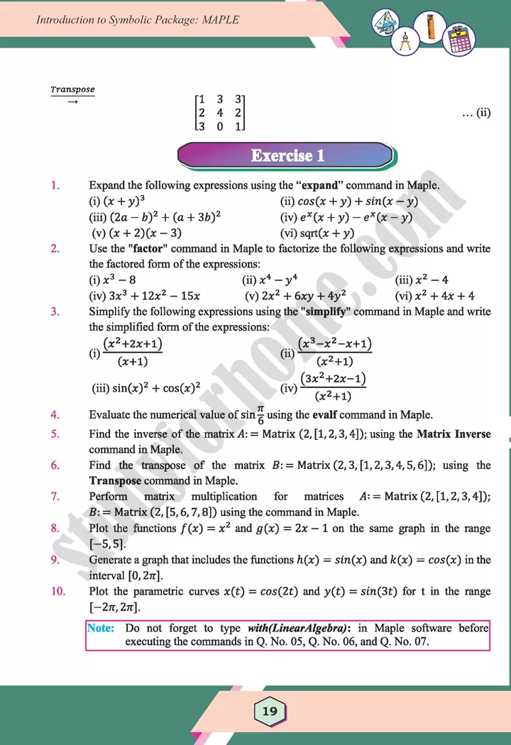 unit 1 introduction to symbolic package maple maths 12th 19