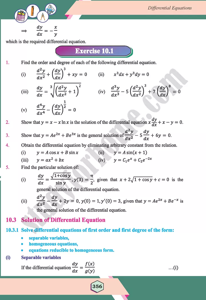 unit 10 differential equations maths 12th 06