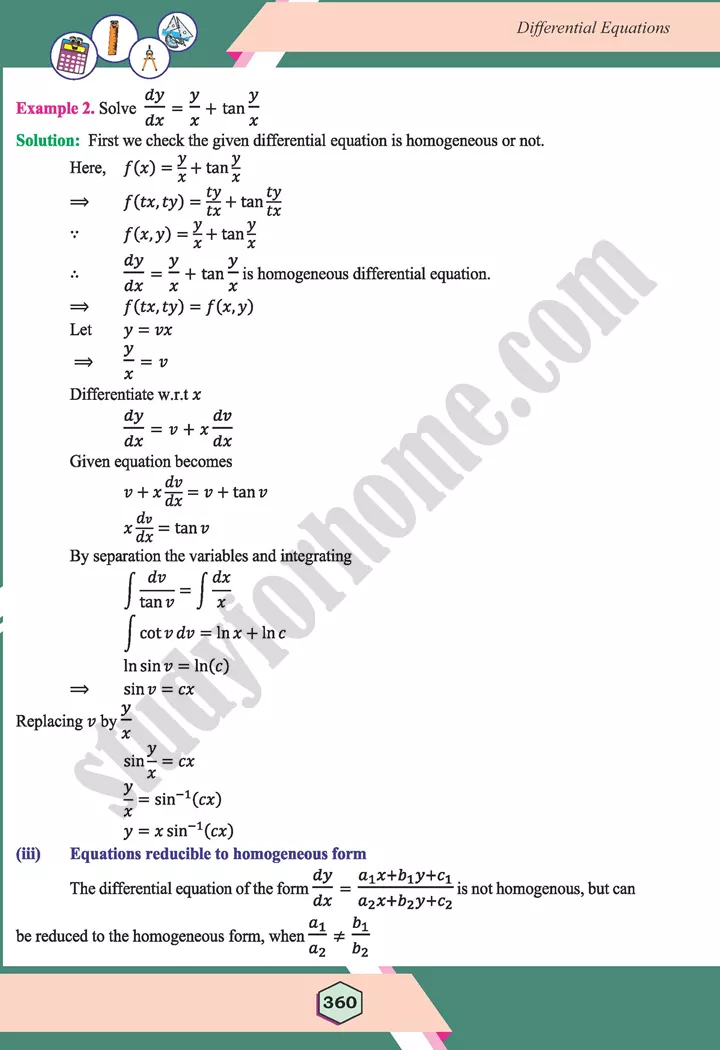 unit 10 differential equations maths 12th 10