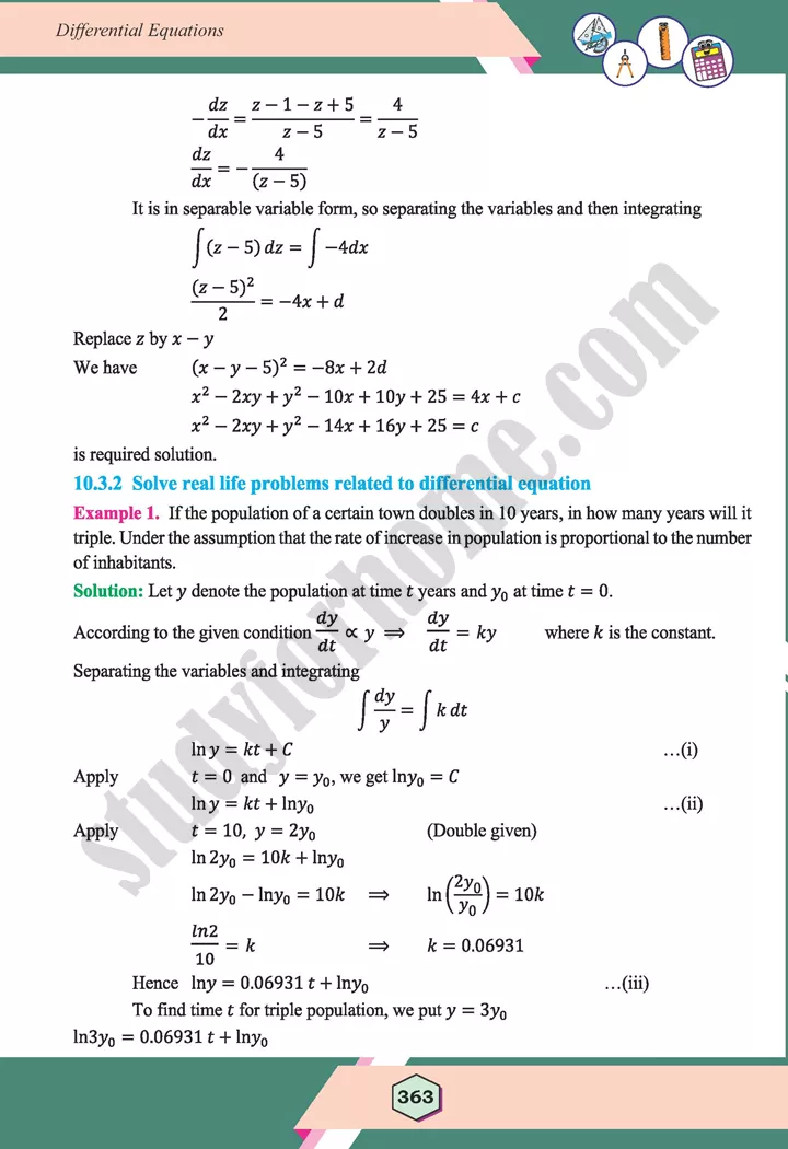 unit 10 differential equations maths 12th 13