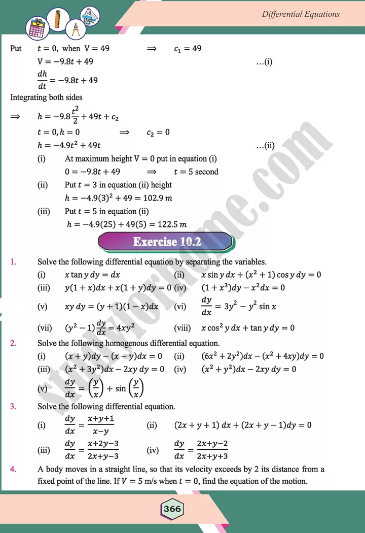 unit 10 differential equations maths 12th 16