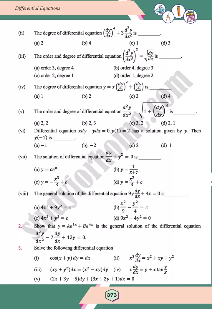 unit 10 differential equations maths 12th 23