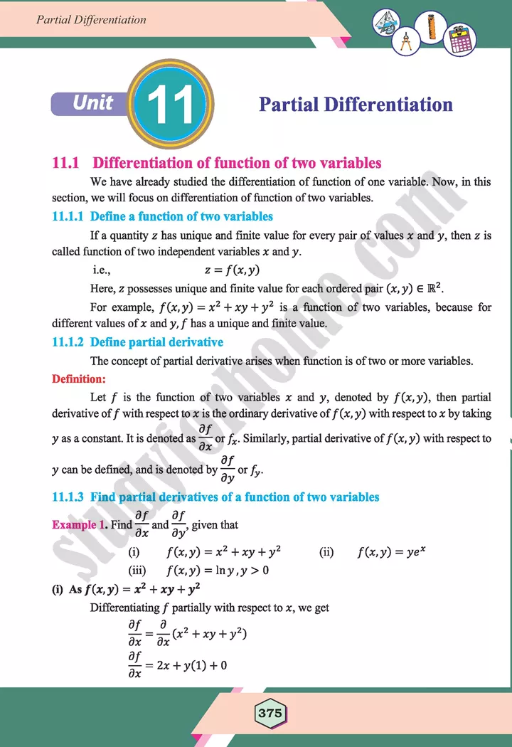 unit 11 partial differentiation maths 12th 01