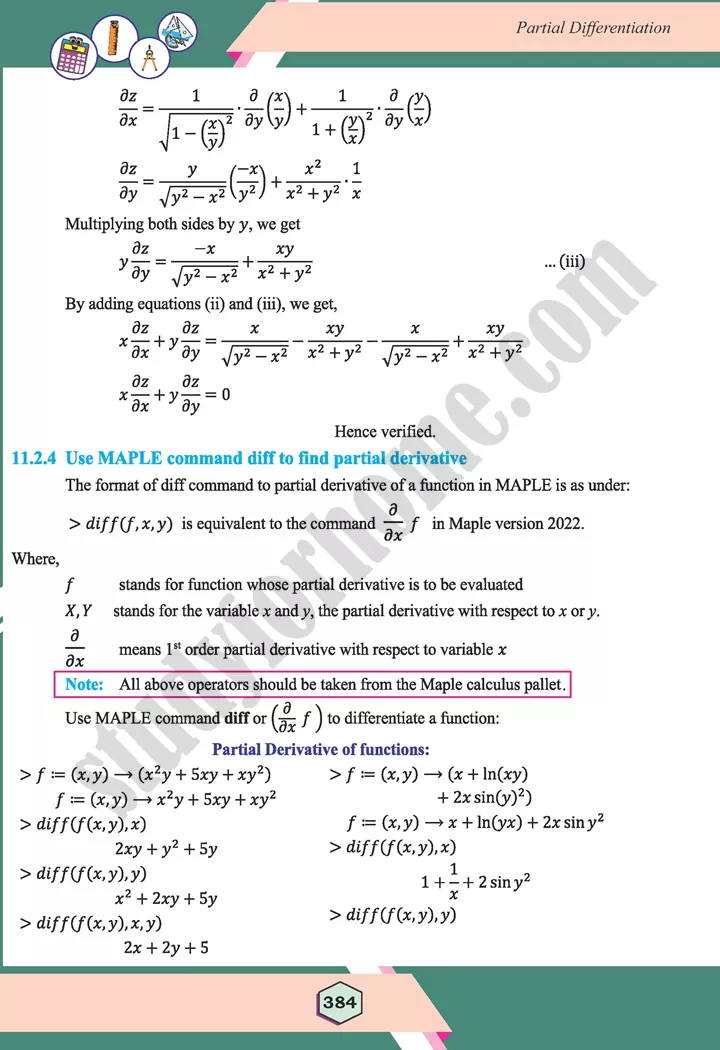 unit 11 partial differentiation maths 12th 10