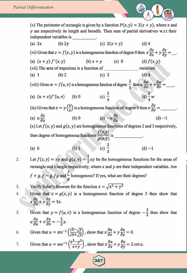 unit 11 partial differentiation maths 12th 13