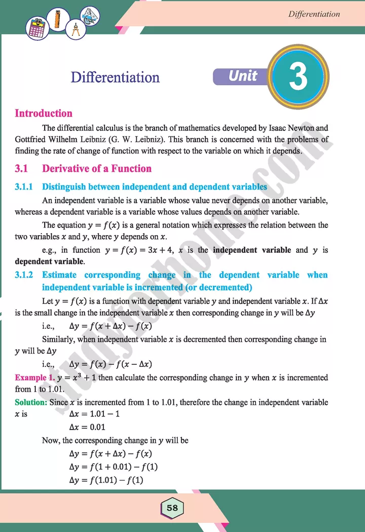 unit 3 differentiation maths 12th 01