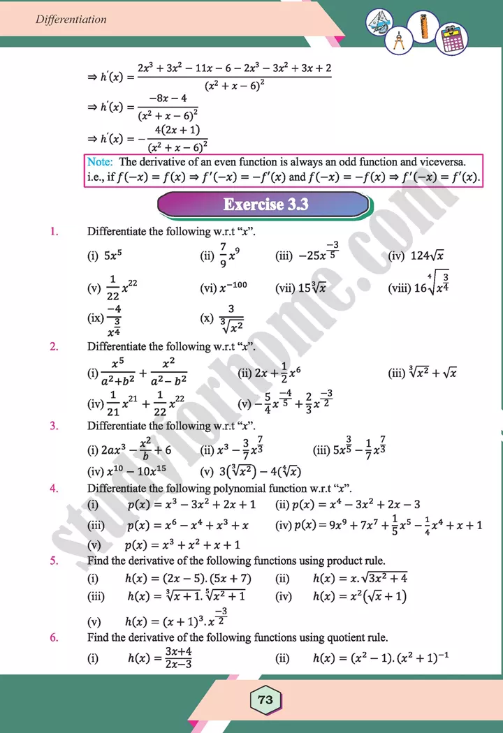 unit 3 differentiation maths 12th 16