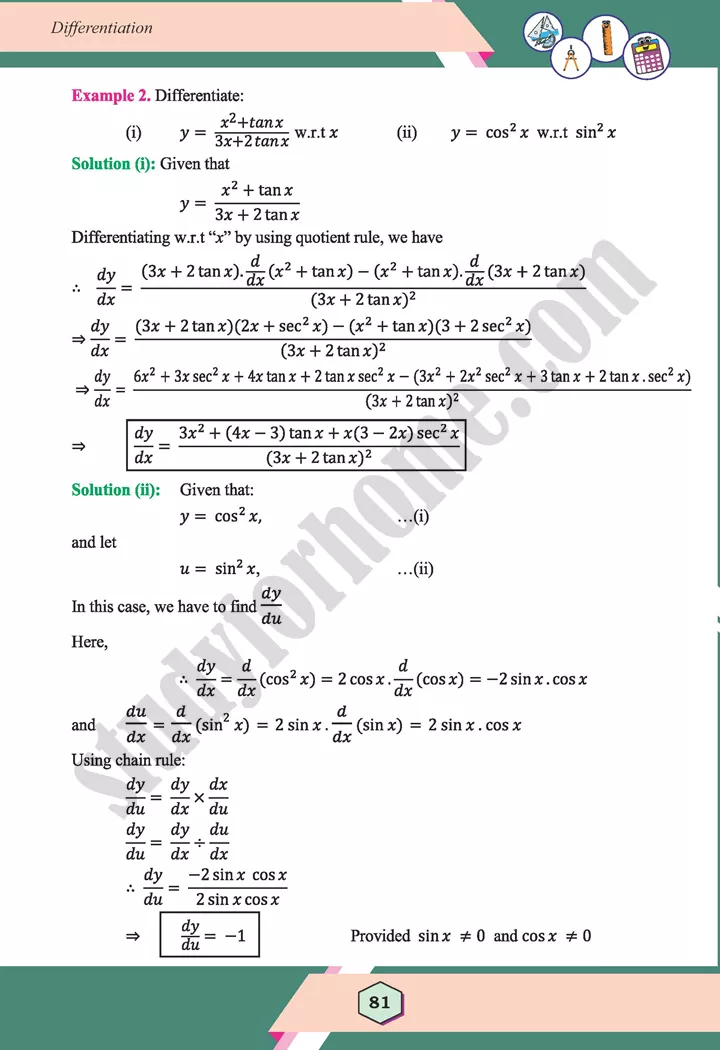 unit 3 differentiation maths 12th 24