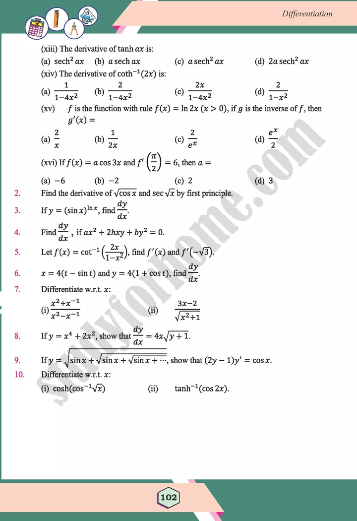 unit 3 differentiation maths 12th 45