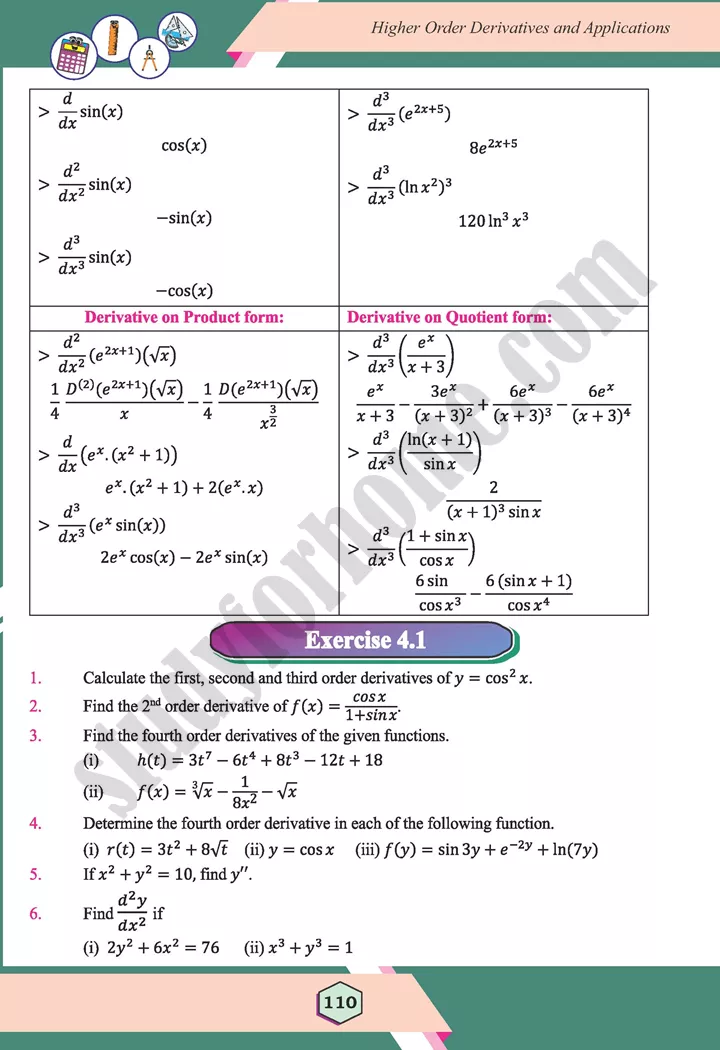 unit 4 higher order derivatives and applications maths 12th 08