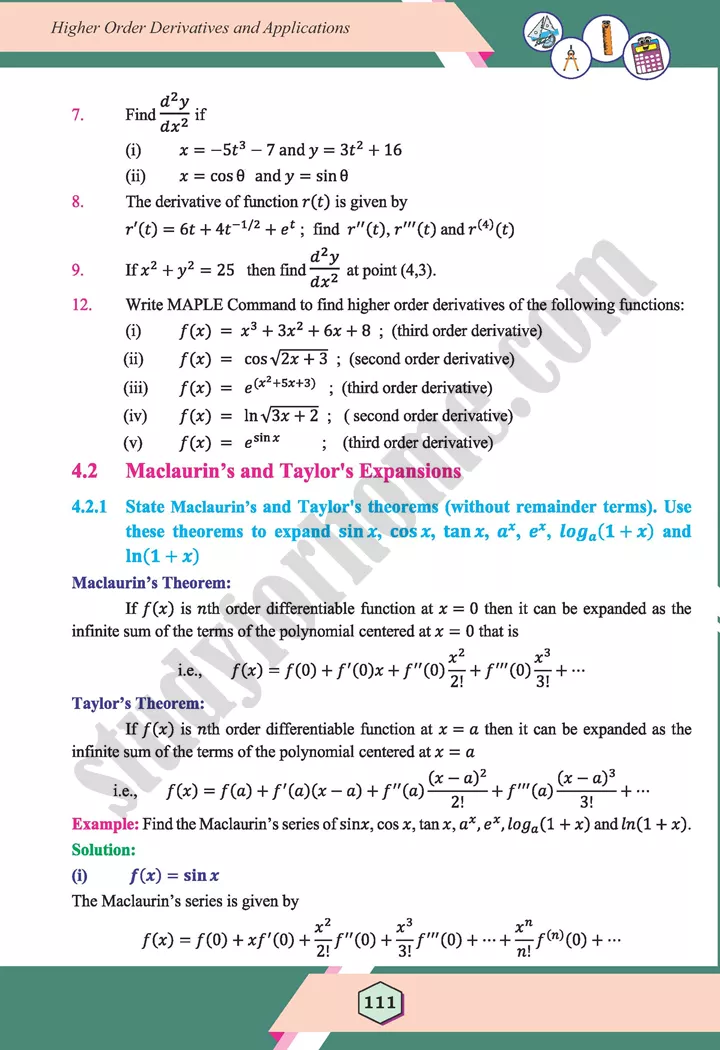 unit 4 higher order derivatives and applications maths 12th 09