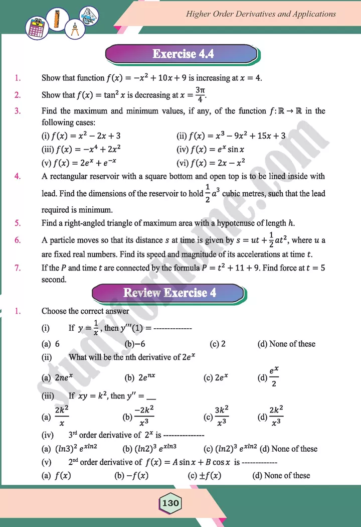 unit 4 higher order derivatives and applications maths 12th 28