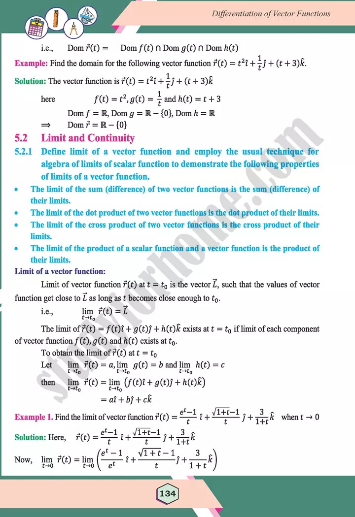 unit 5 differentiation of vector functions maths 12th 02