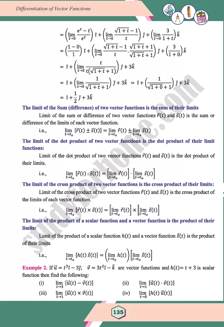 unit 5 differentiation of vector functions maths 12th 03