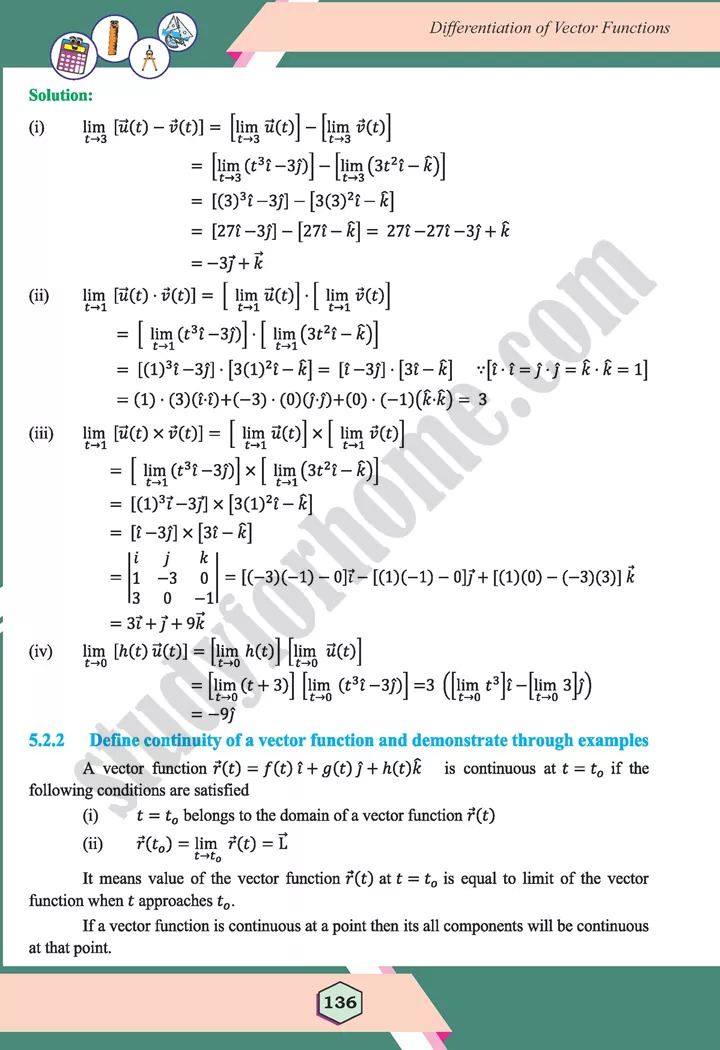 unit 5 differentiation of vector functions maths 12th 04