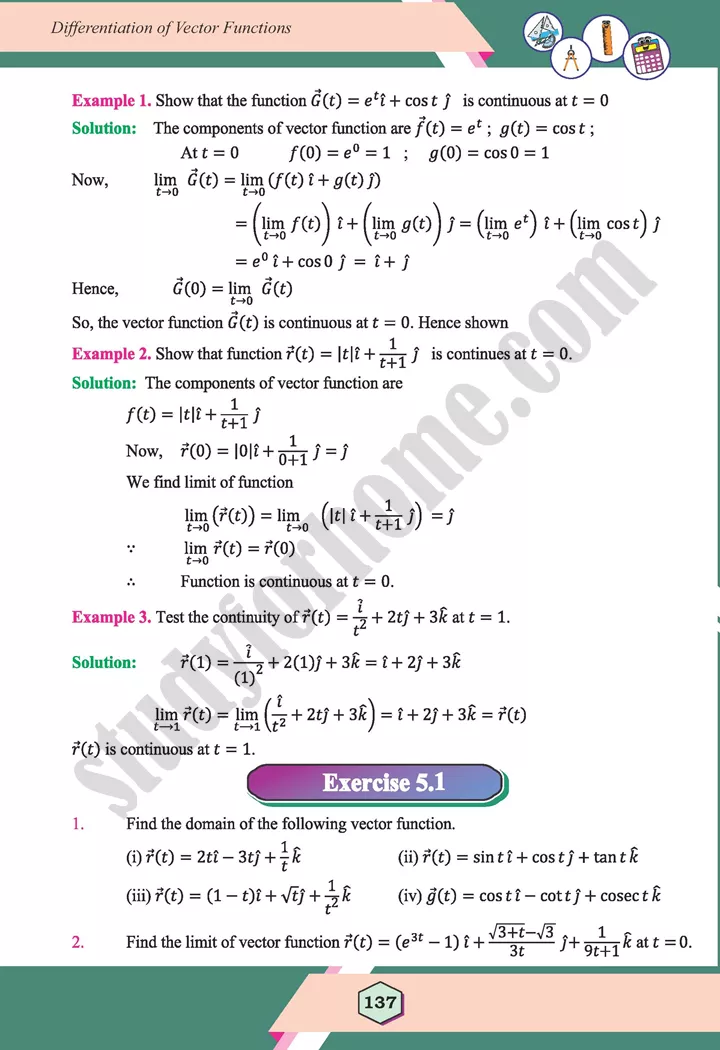 unit 5 differentiation of vector functions maths 12th 05