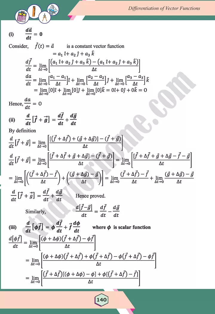 unit 5 differentiation of vector functions maths 12th 08