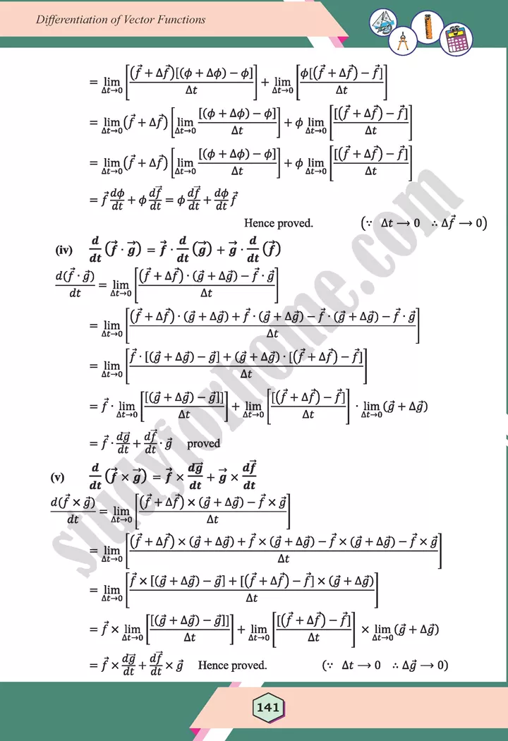 unit 5 differentiation of vector functions maths 12th 09