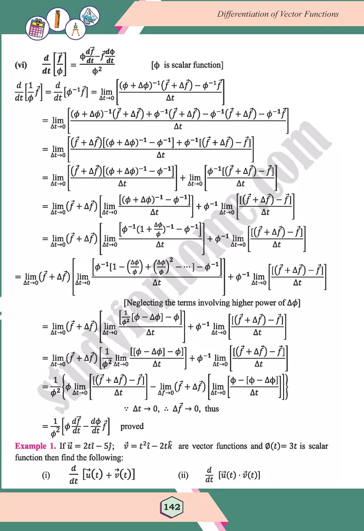 unit 5 differentiation of vector functions maths 12th 10