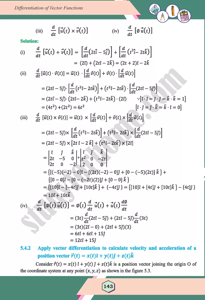 unit 5 differentiation of vector functions maths 12th 11