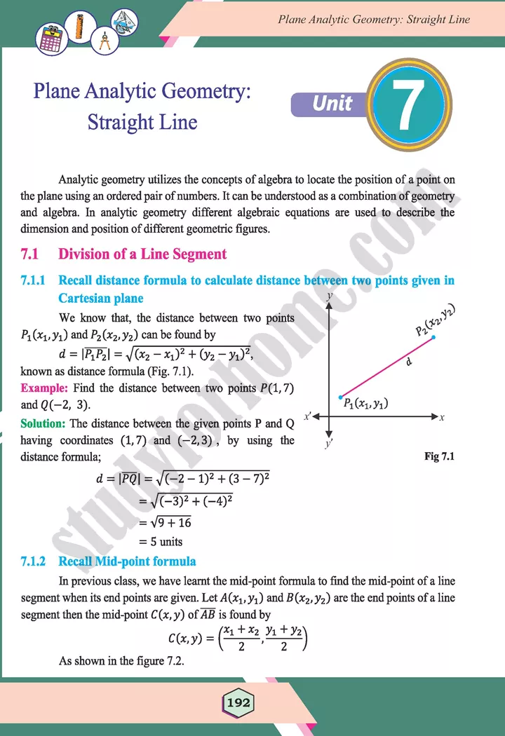 unit 7 plane analytic geometry straight line maths 12th 01