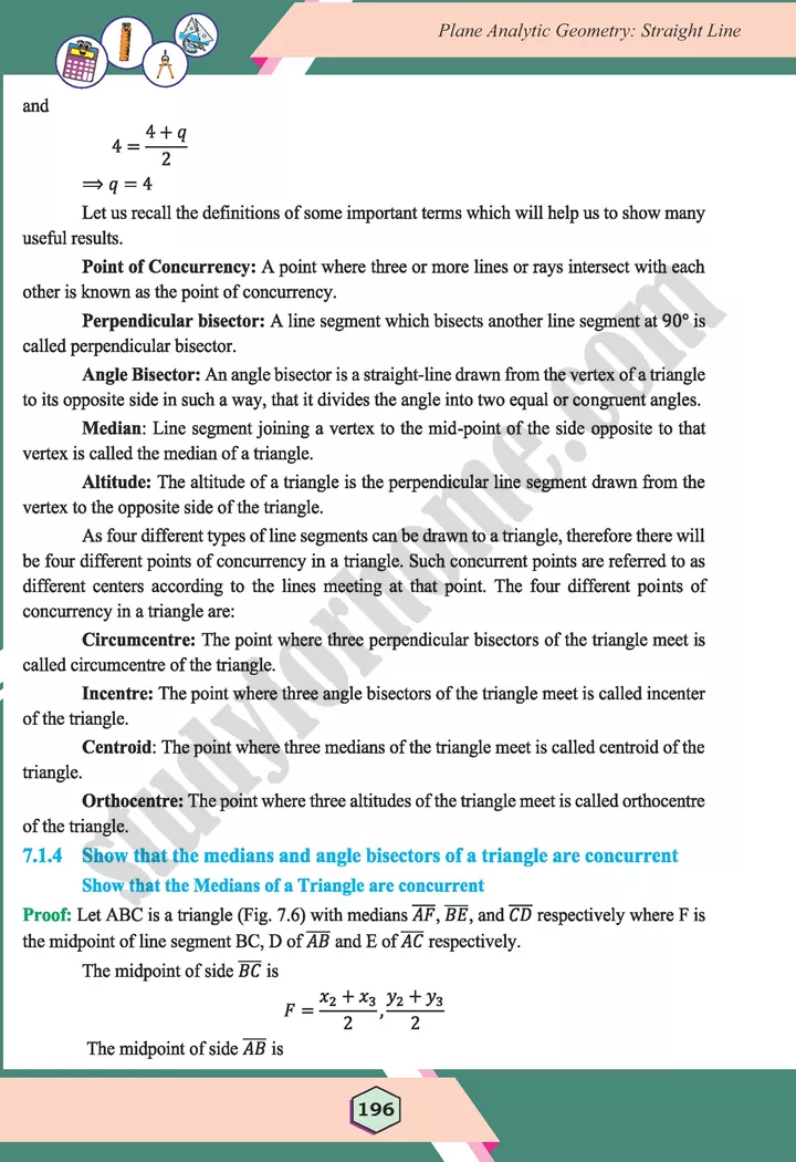 unit 7 plane analytic geometry straight line maths 12th 05