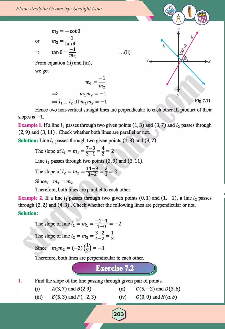 unit 7 plane analytic geometry straight line maths 12th 12