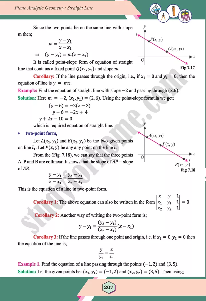 unit 7 plane analytic geometry straight line maths 12th 16