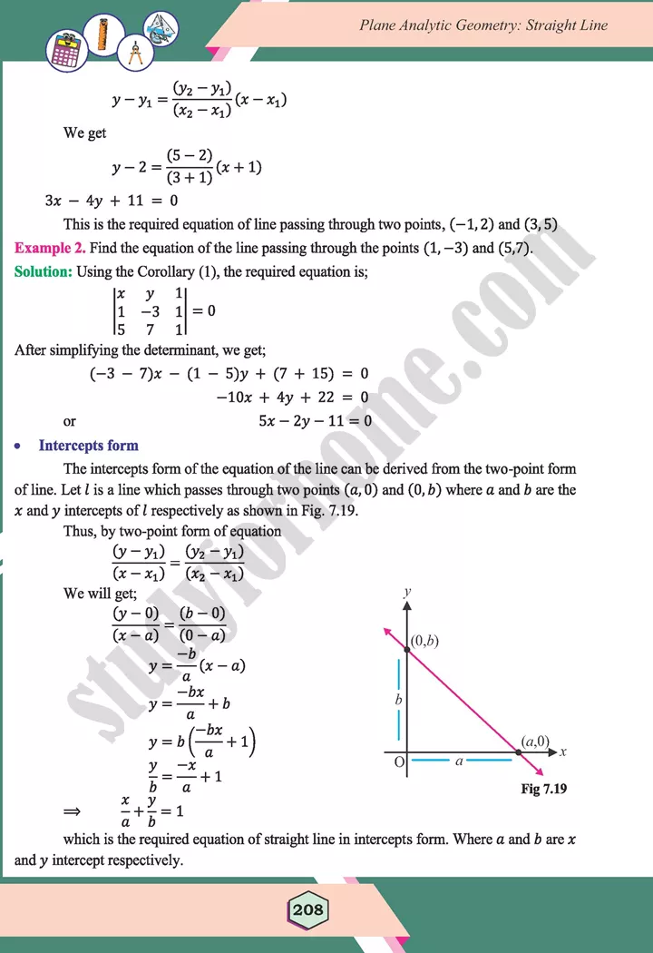 unit 7 plane analytic geometry straight line maths 12th 17