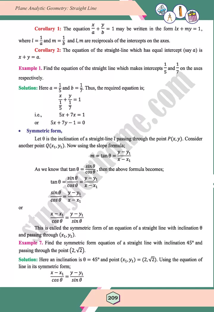 unit 7 plane analytic geometry straight line maths 12th 18