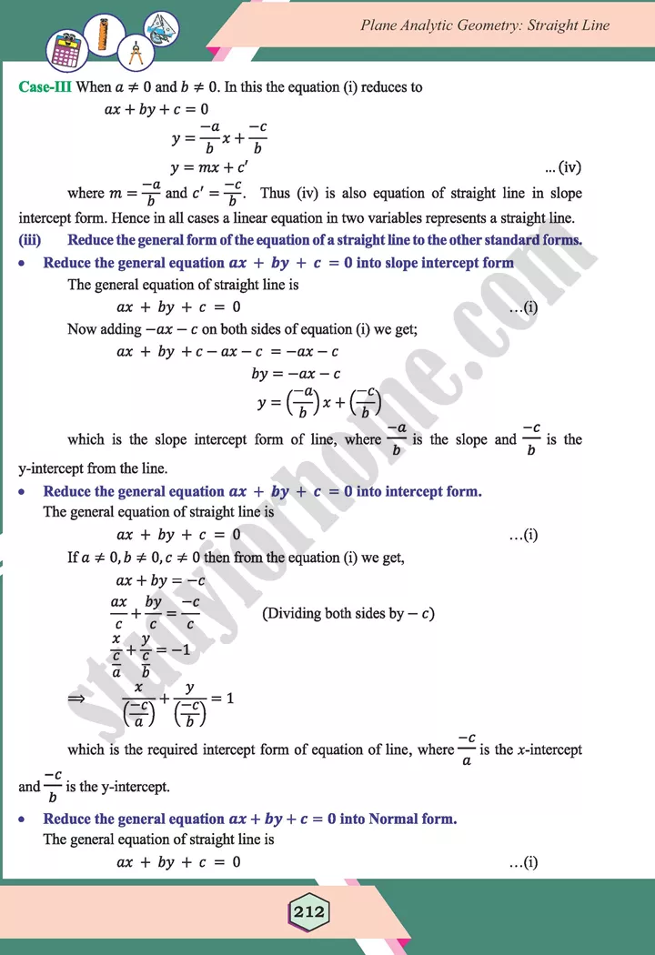 unit 7 plane analytic geometry straight line maths 12th 21