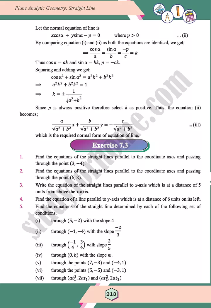 unit 7 plane analytic geometry straight line maths 12th 22