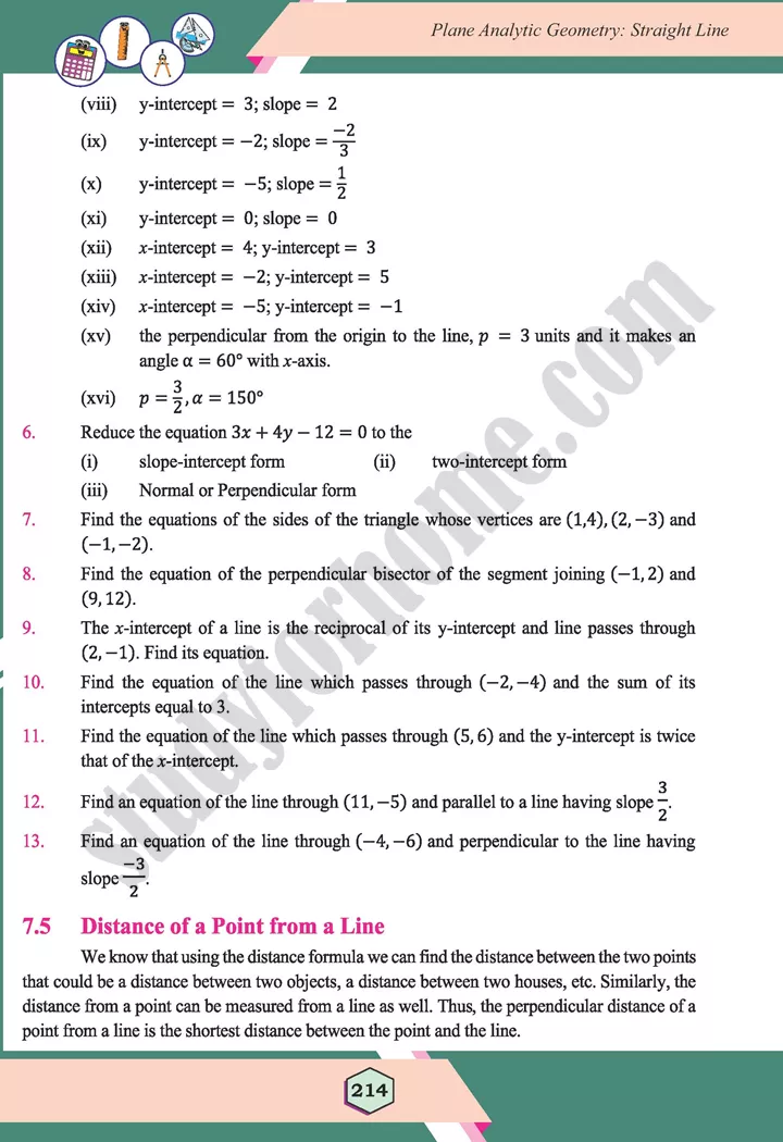 unit 7 plane analytic geometry straight line maths 12th 23