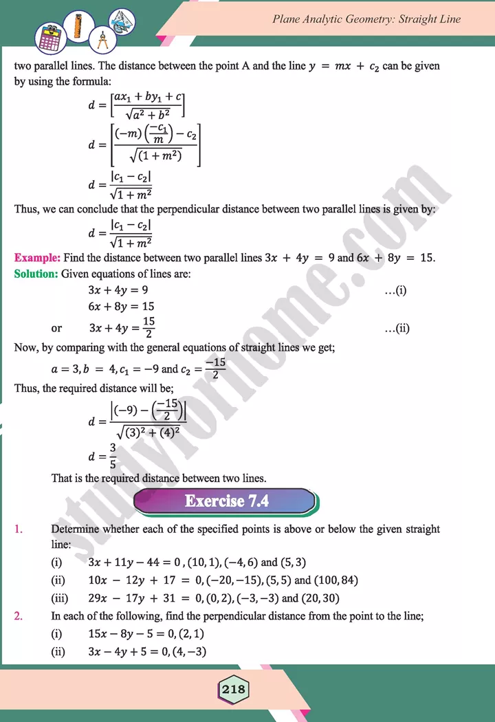 unit 7 plane analytic geometry straight line maths 12th 27