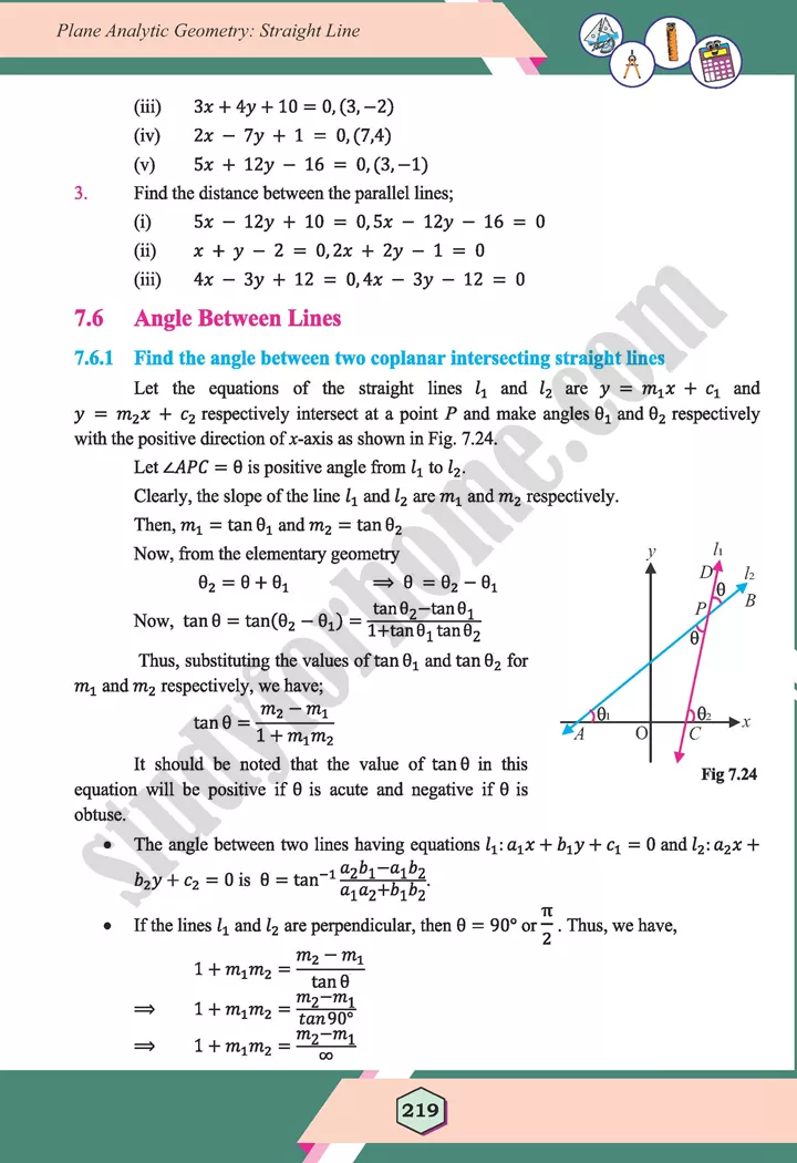 unit 7 plane analytic geometry straight line maths 12th 28