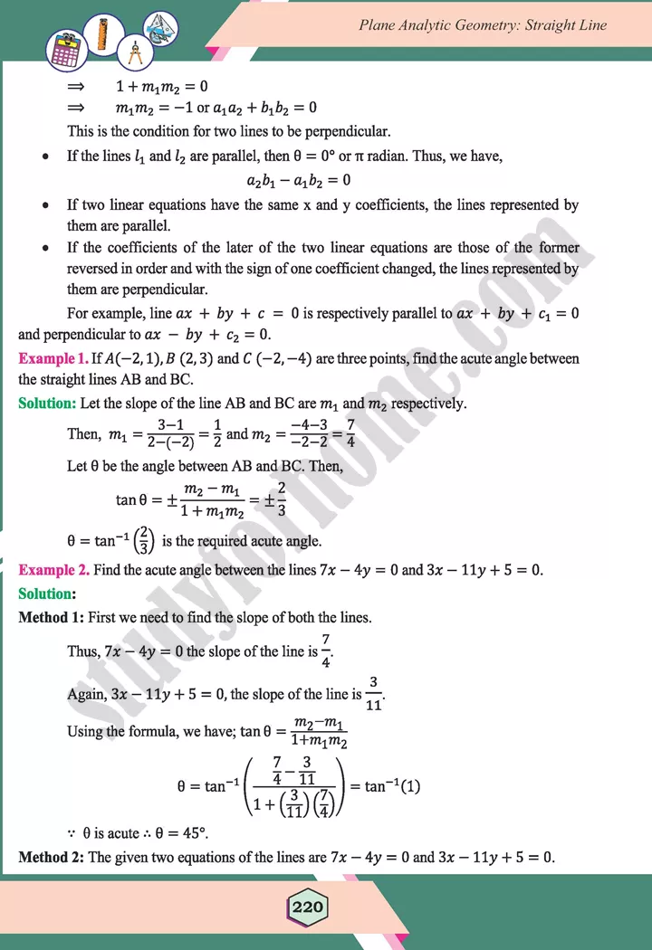 unit 7 plane analytic geometry straight line maths 12th 29