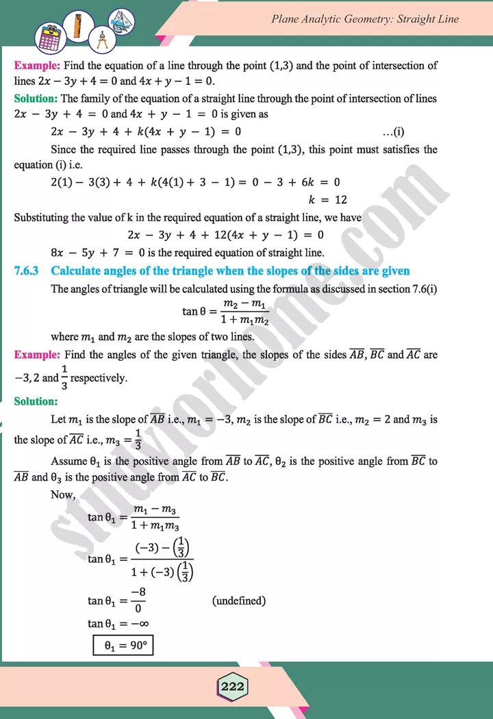 unit 7 plane analytic geometry straight line maths 12th 31