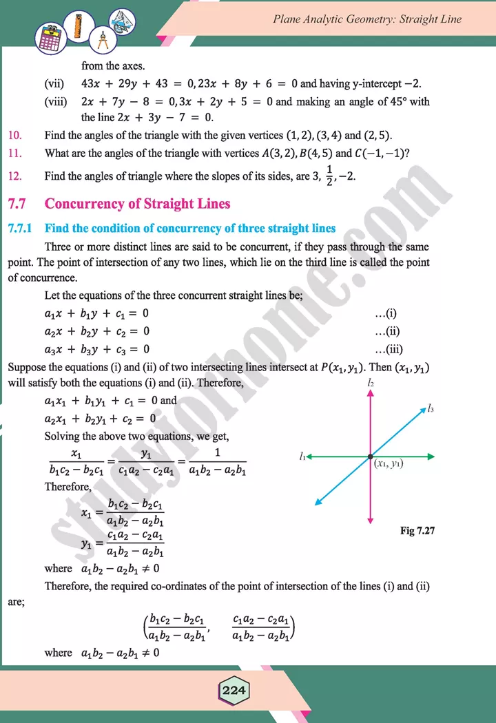 unit 7 plane analytic geometry straight line maths 12th 33