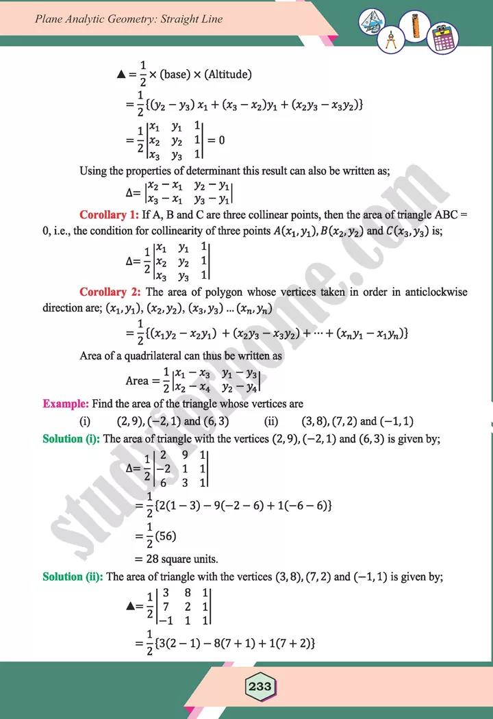 unit 7 plane analytic geometry straight line maths 12th 42