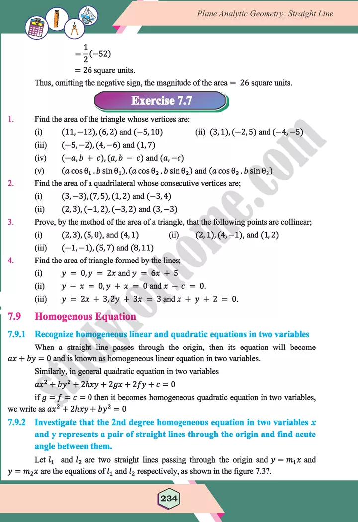 unit 7 plane analytic geometry straight line maths 12th 43