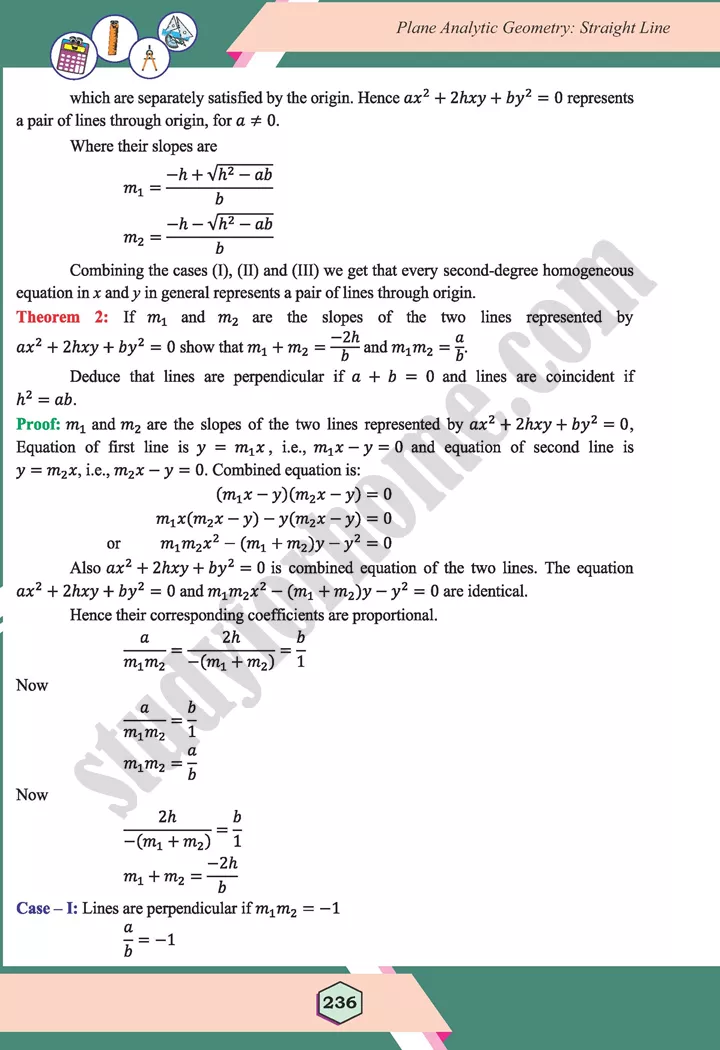 unit 7 plane analytic geometry straight line maths 12th 45