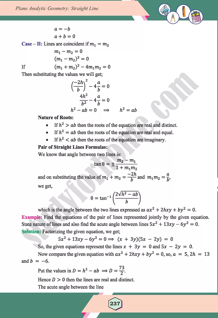 unit 7 plane analytic geometry straight line maths 12th 46