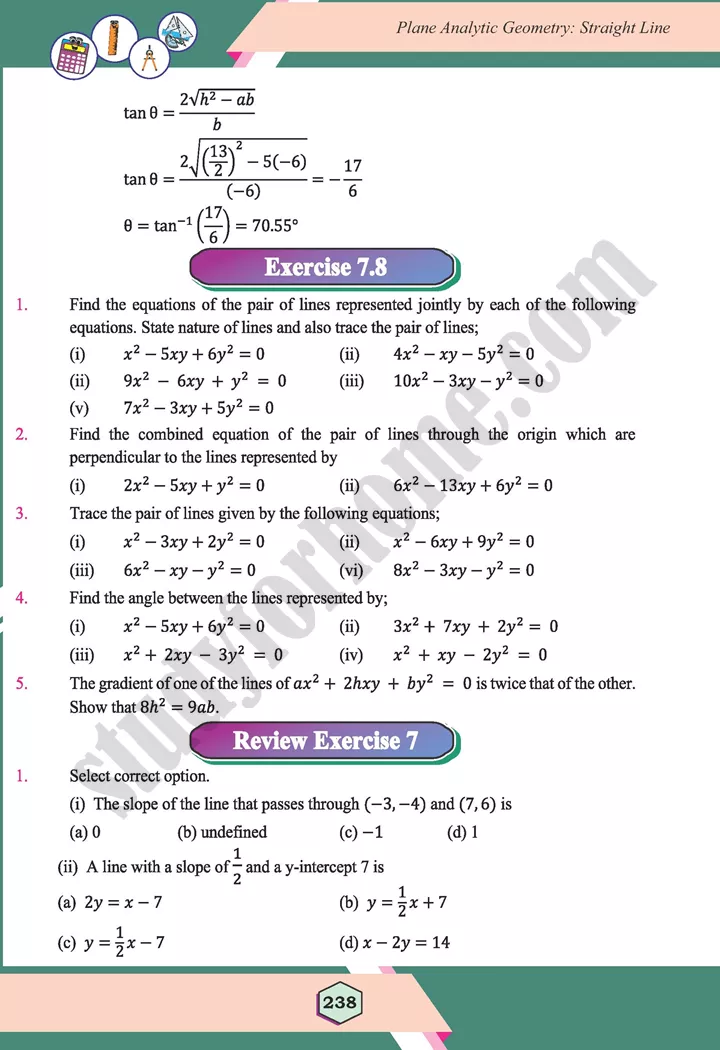 unit 7 plane analytic geometry straight line maths 12th 47