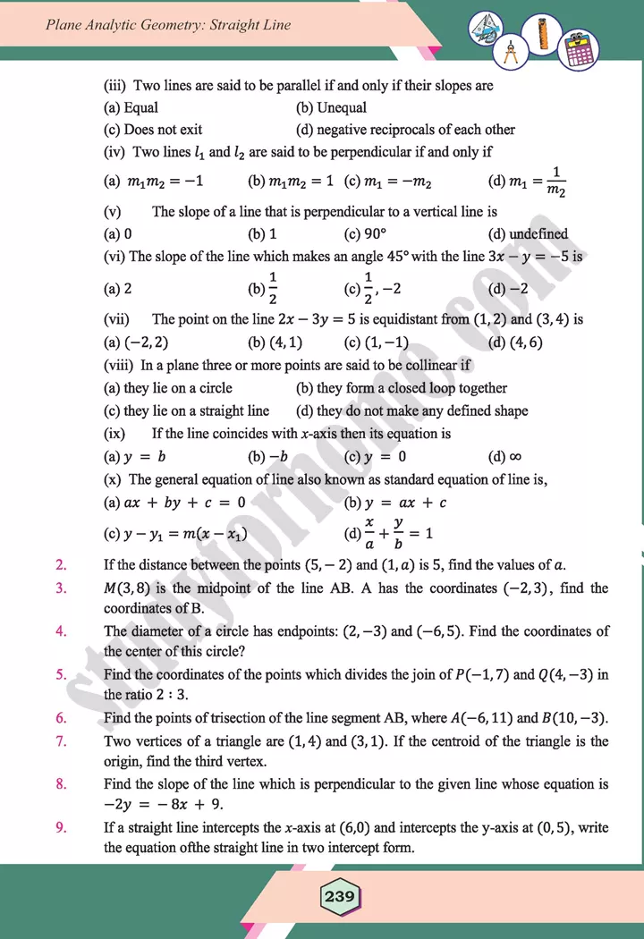 unit 7 plane analytic geometry straight line maths 12th 48