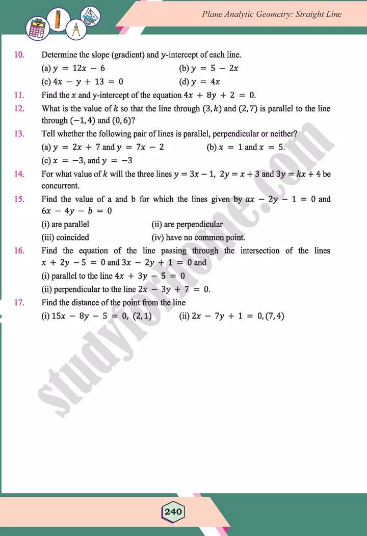 unit 7 plane analytic geometry straight line maths 12th 49