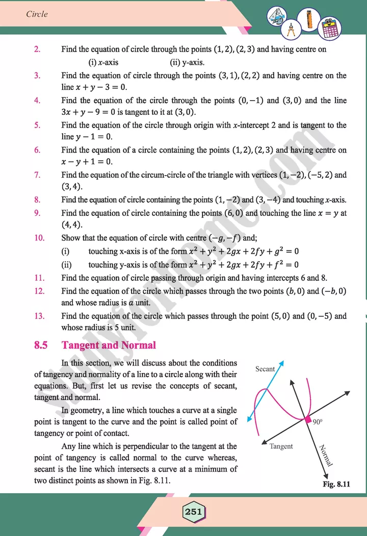 unit 8 circle maths 12th 11