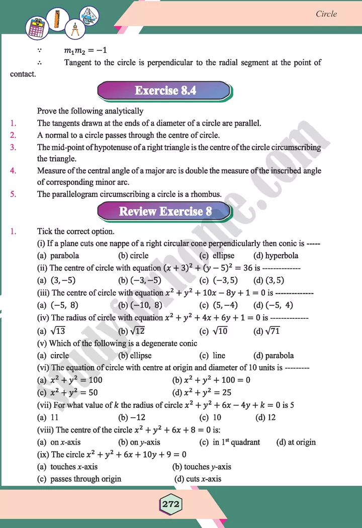 unit 8 circle maths 12th 32