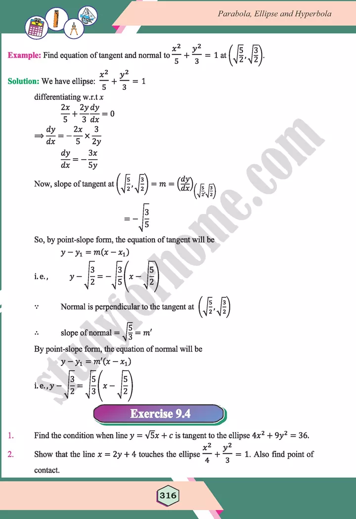 unit 9 parabola ellipse and hyperbola maths 12th 43