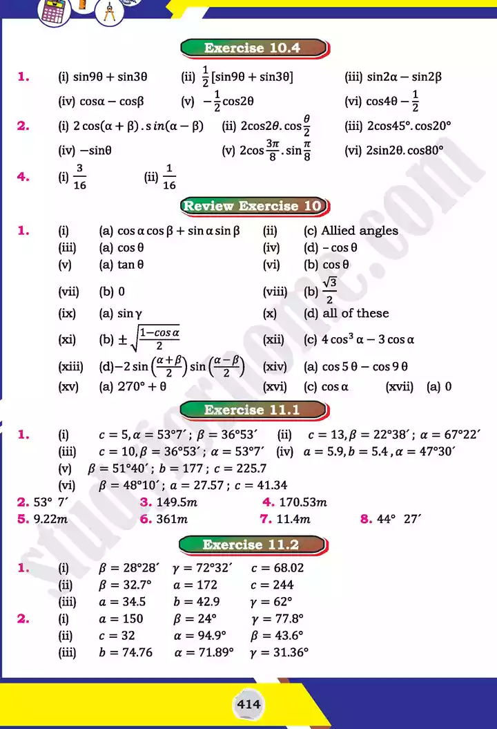 answers mathematics 11th text book 27