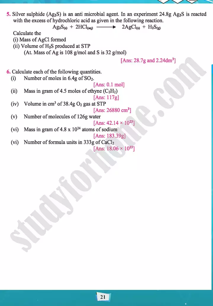 chapter 1 stoichiometry chemistry 11th text book 21